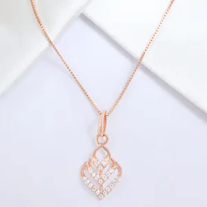 Delicate Rose Gold-Plated CZ 925 Sterling Silver Flame Pendant