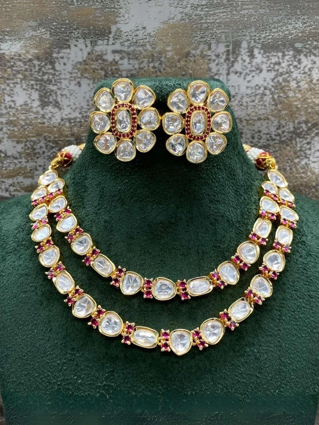 Double Layered Intricate Kundan Necklace