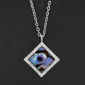 Equilibrium Silver Plated Paua Shell Diamond Shape Necklaces