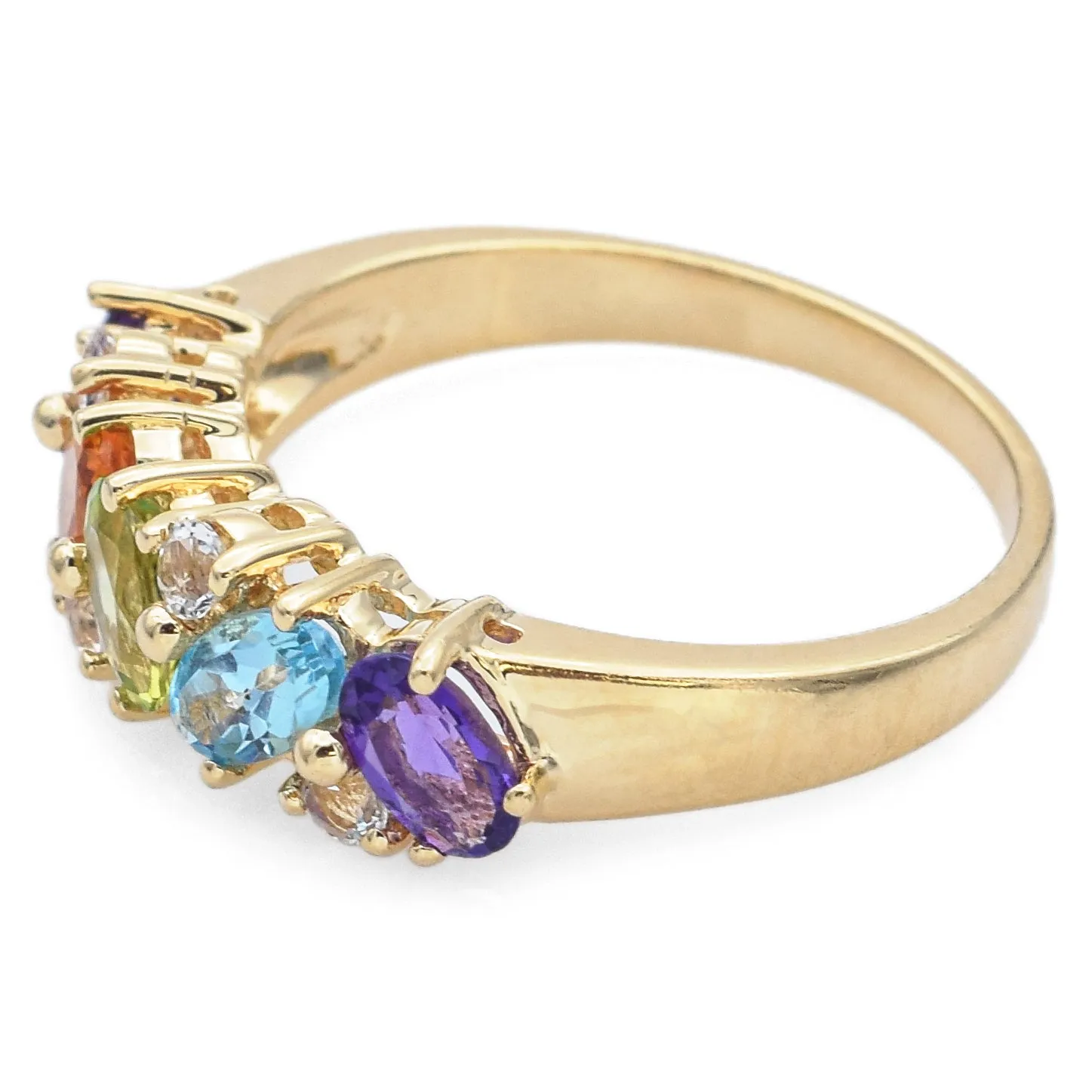 Estate 14K Yellow Gold Multi-Stone Band Ring Size 6