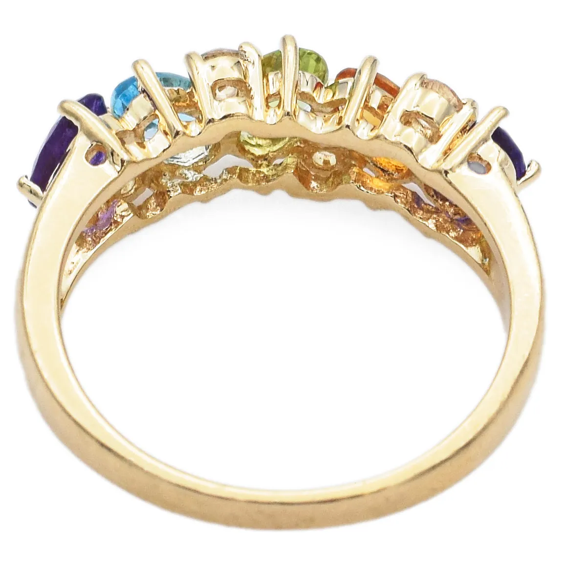 Estate 14K Yellow Gold Multi-Stone Band Ring Size 6