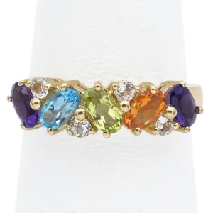 Estate 14K Yellow Gold Multi-Stone Band Ring Size 6