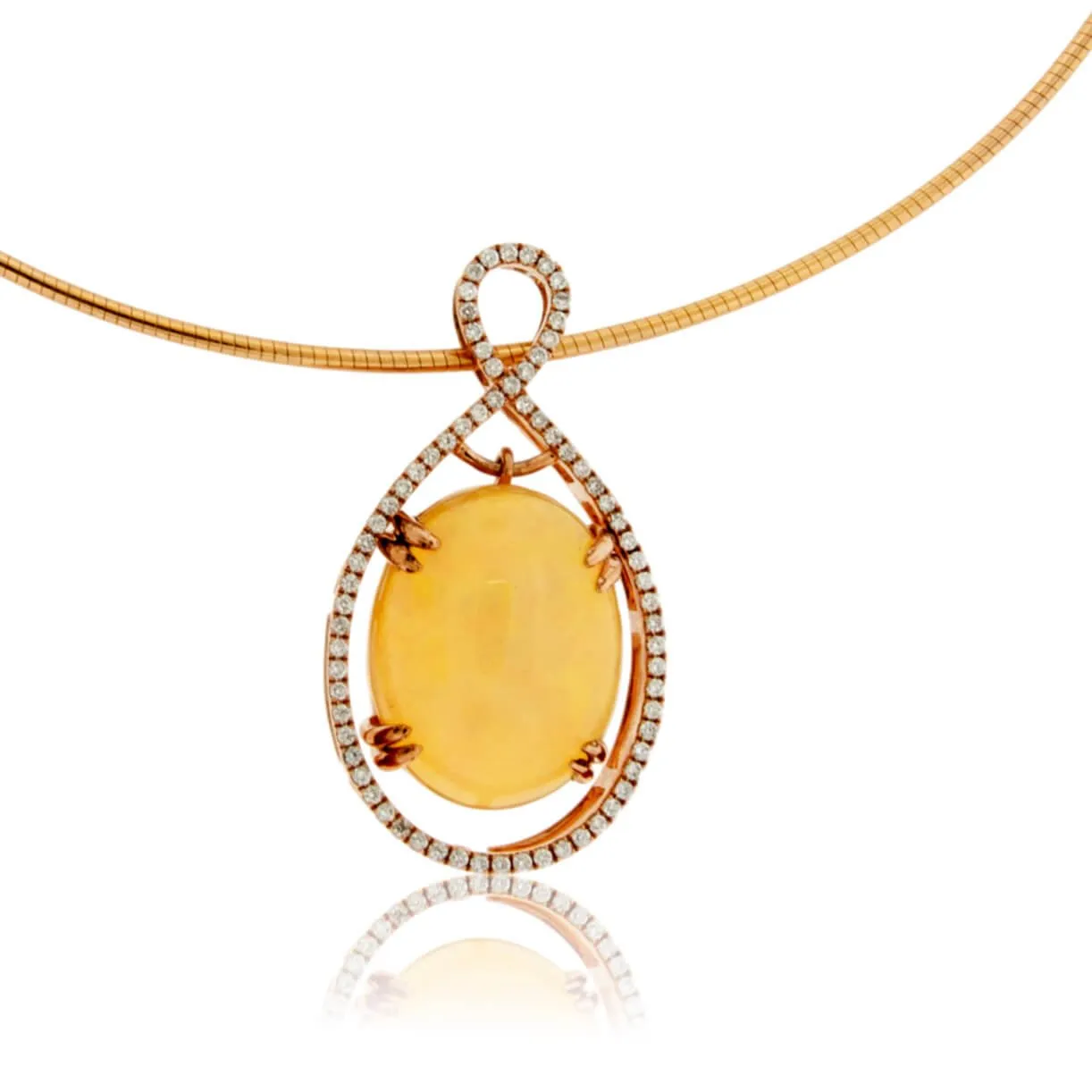 Ethiopian Opal Contemporary Diamond Halo Rose Gold Pendant