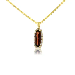 Fancy Cut Garnet & Diamond Halo Accented Pendant