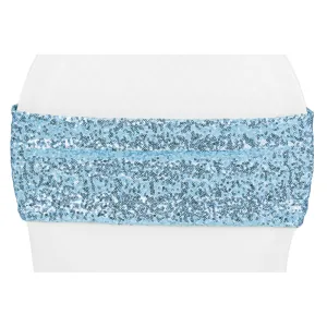 Glitz Sequin Spandex Chair Band - Baby Blue