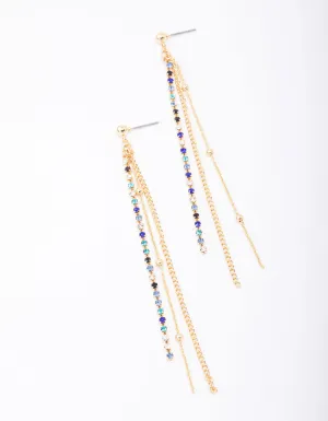 Gold Bling Chain Trio Chain Drop Earrings