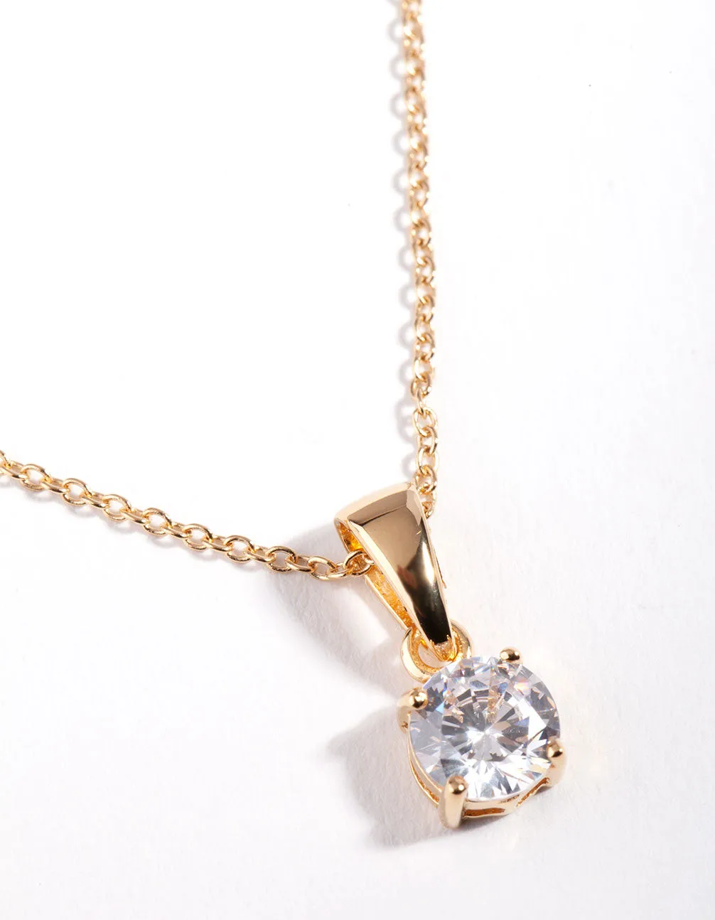 Gold Plated Sterling Silver 1 Carat Cubic Zirconia Necklace