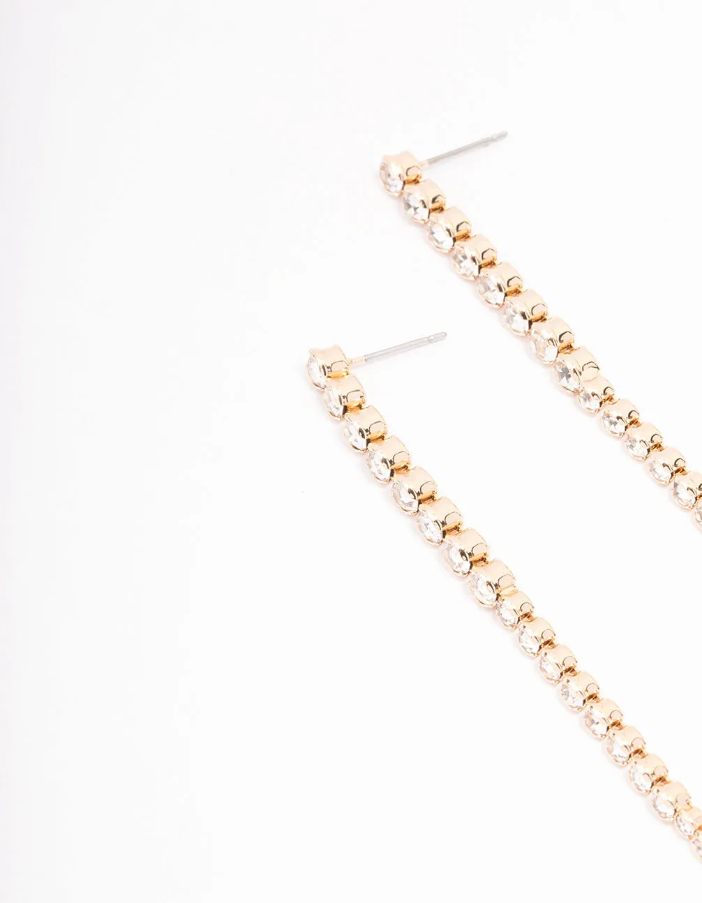 Gold Round Diamante Cupchain Drop Earrings