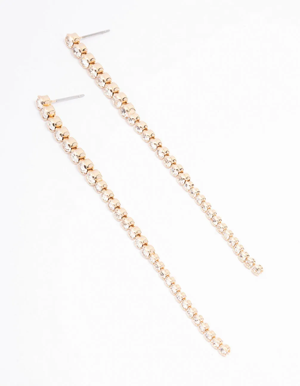 Gold Round Diamante Cupchain Drop Earrings