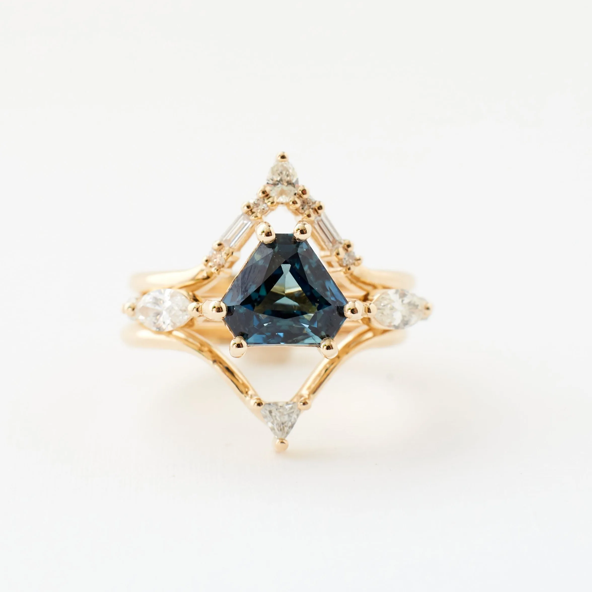 Harley Ring - 2.10 Carat Teal Blue Radiant Shield Cut Sapphire