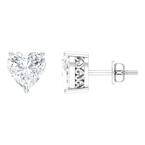 Heart Shape Cubic Zirconia Solitaire Stud Earrings