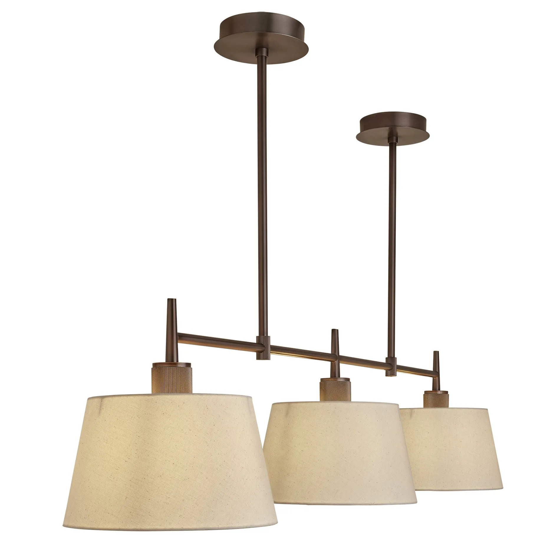 Henley Triple Bar Pendant Light - Natural Cotton Shades