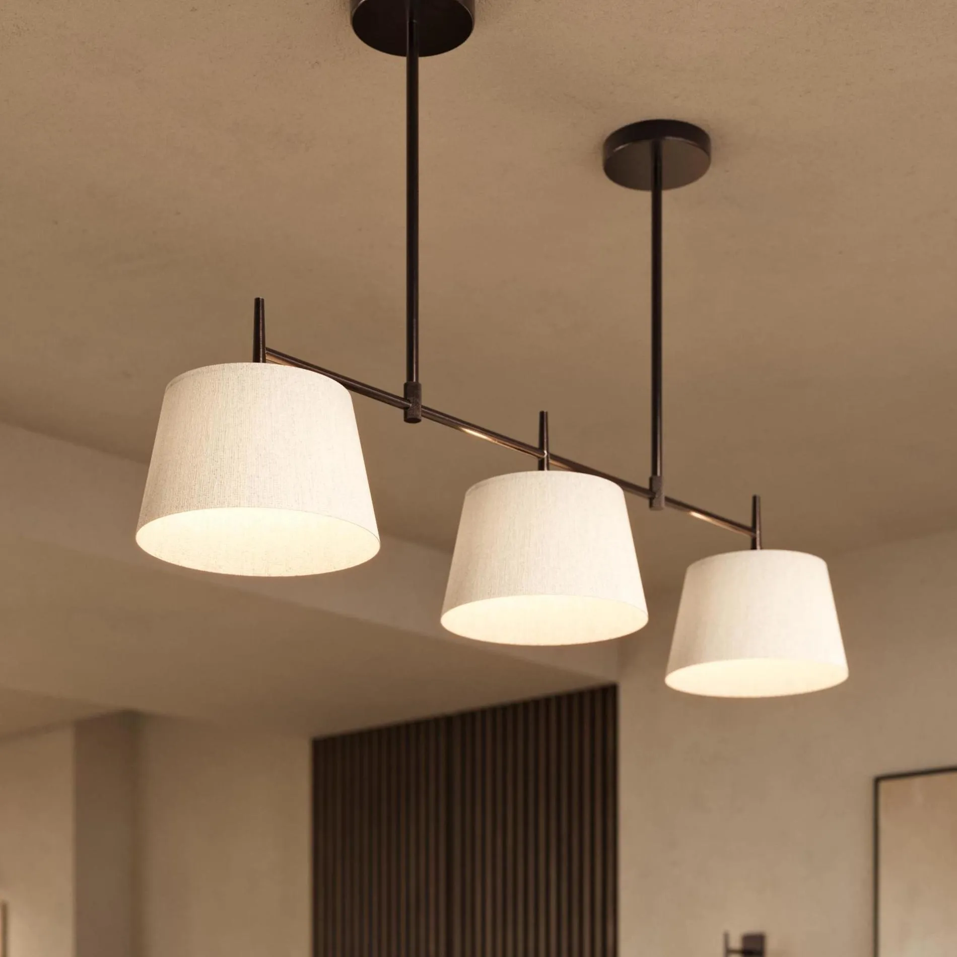 Henley Triple Bar Pendant Light - Natural Cotton Shades