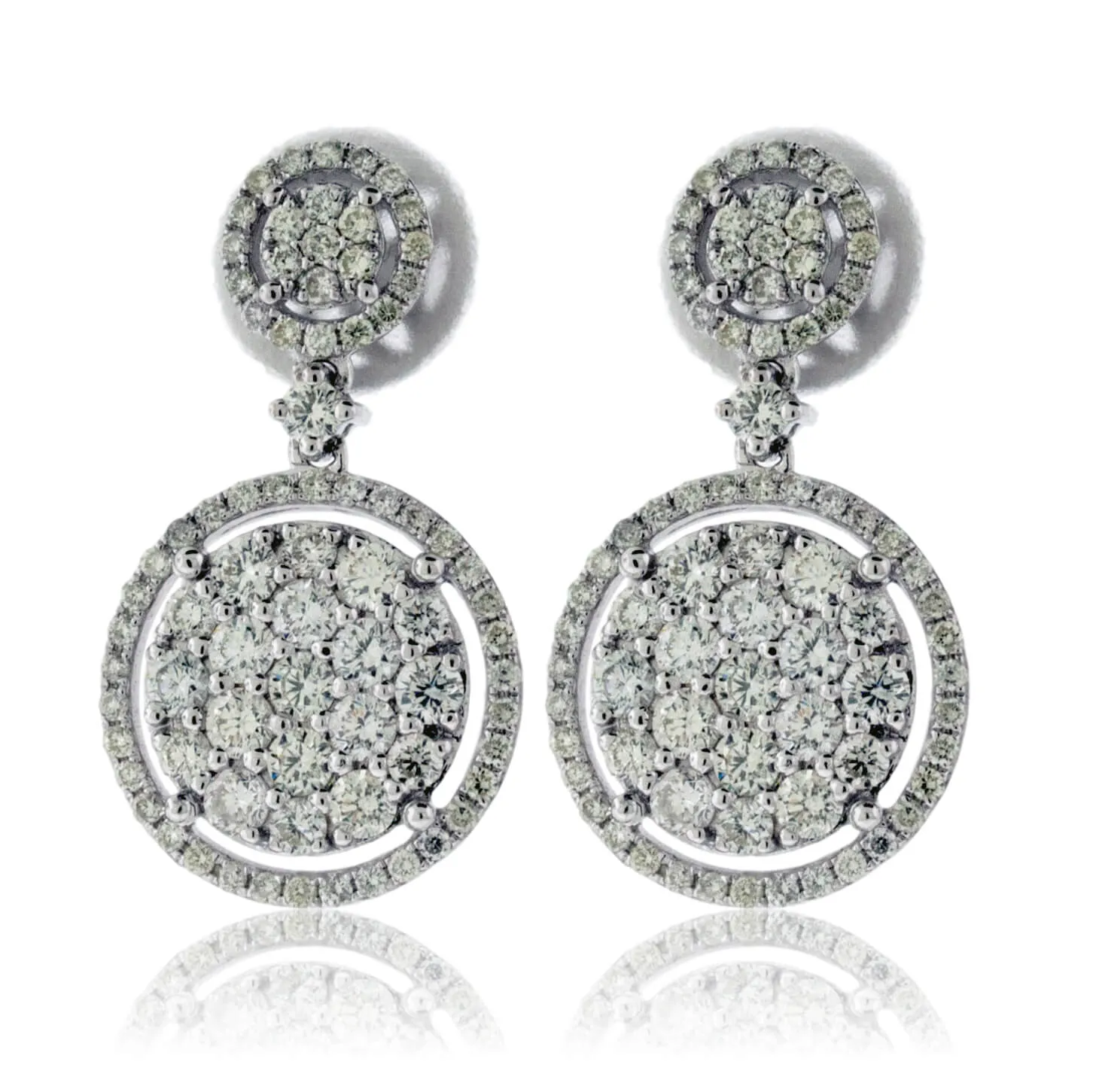 Intricate Circle Diamond Drop Earrings