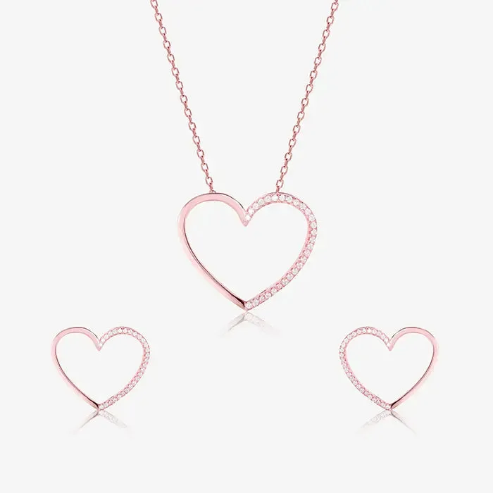 Intricate Twirl Heart Pendant Chain set