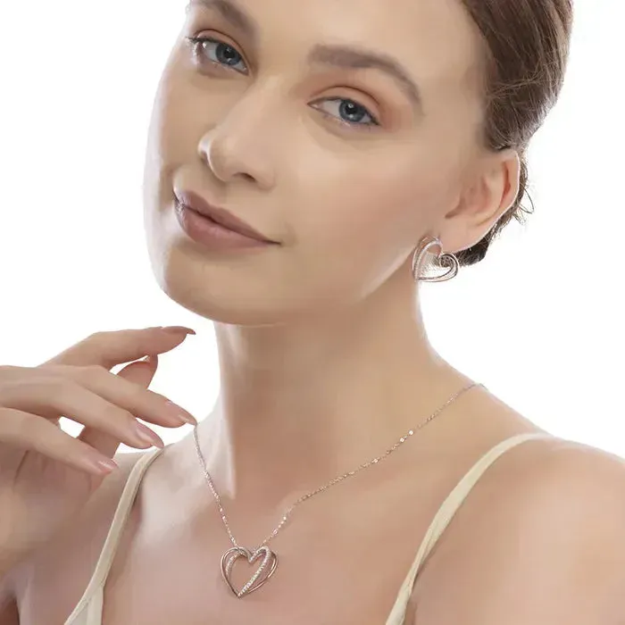 Intricate Twirl Heart Pendant Chain set