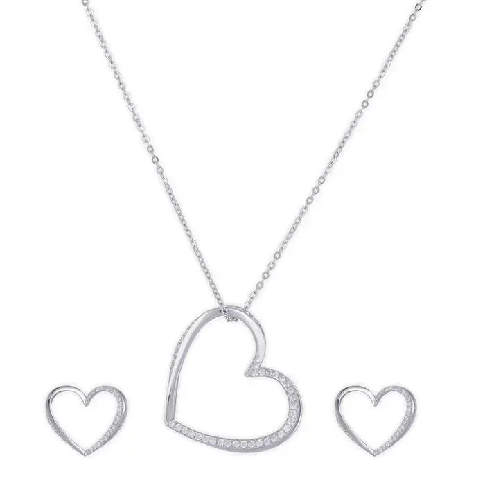 Intricate Twirl Heart Pendant Chain set