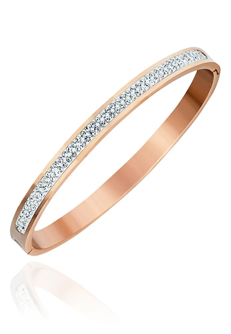 Layla Dua-Row Dias Rose Gold Bangle