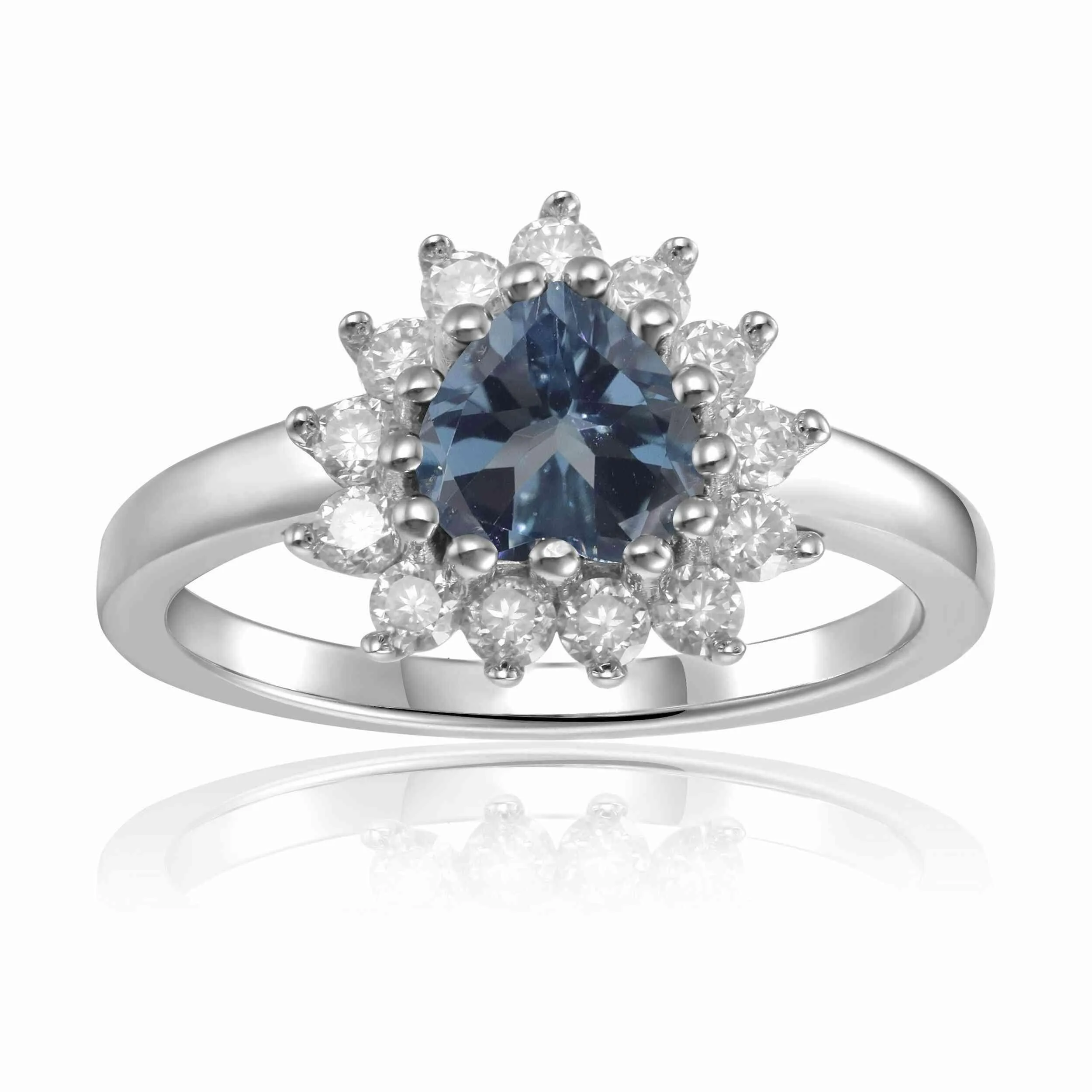 London Blue Topaz Halo Heart Ring