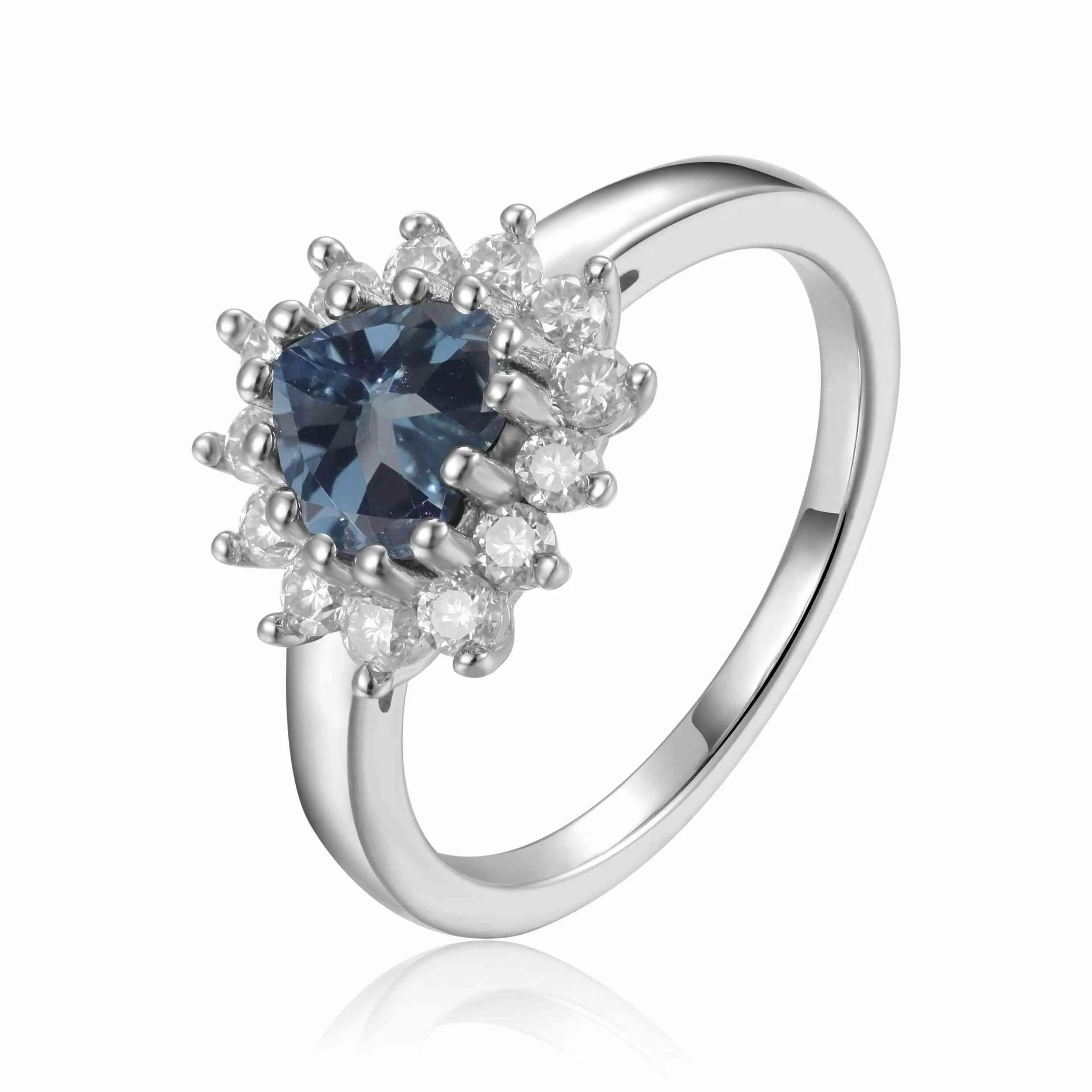 London Blue Topaz Halo Heart Ring