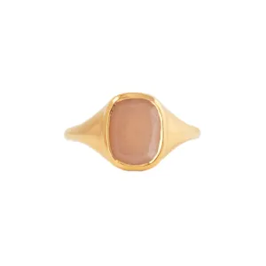 LOVE VINTAGE SIGNET RING - PEACH MOONSTONE & GOLD