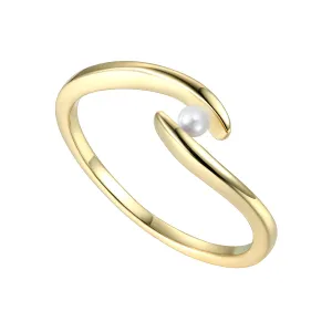 Marguerite Crossover Pearl Wave Stacking Ring