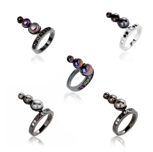 MCL Design Black Pearl Stacking Ring