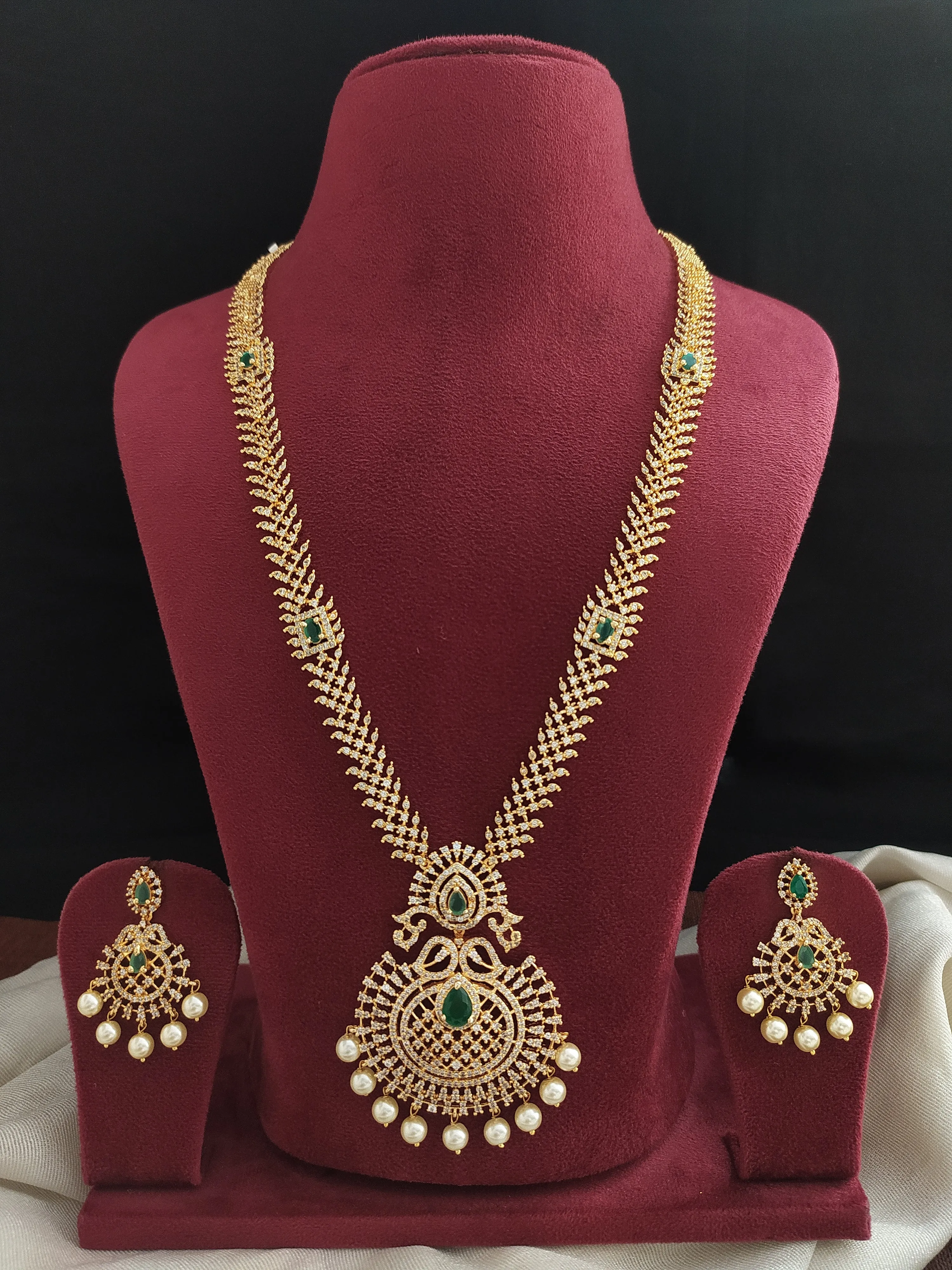 Mesmerizing Radiance Gold Plated Amazing Zircon Long Haram Set