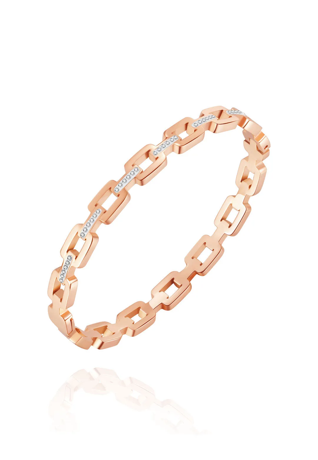 Monserrat Cubic Zirconia Link Engravable Clasped Bangle