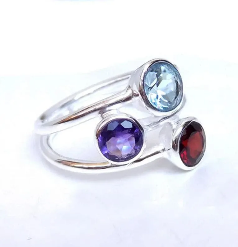 Multi Stone Ring, 925 Sterling Silver Ring, Unique Handmade Ring, Beautiful Ring