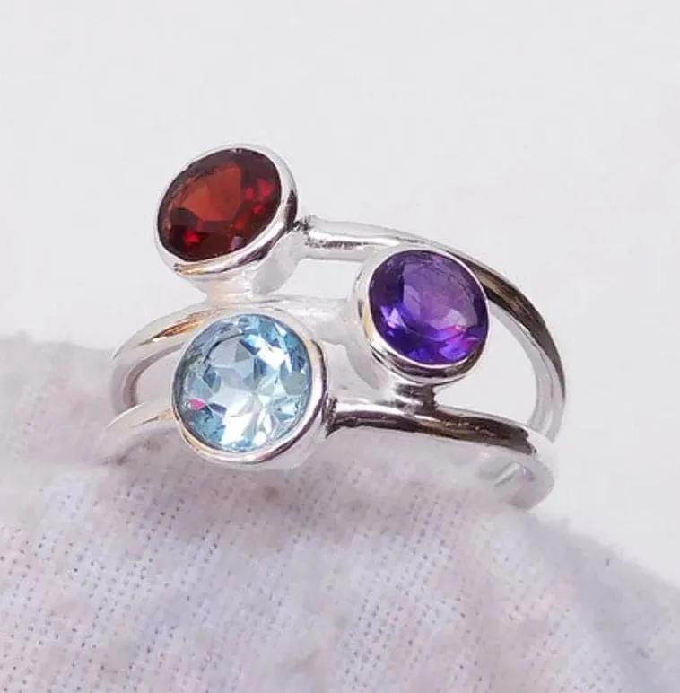 Multi Stone Ring, 925 Sterling Silver Ring, Unique Handmade Ring, Beautiful Ring