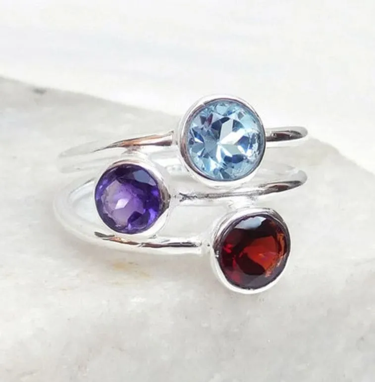 Multi Stone Ring, 925 Sterling Silver Ring, Unique Handmade Ring, Beautiful Ring