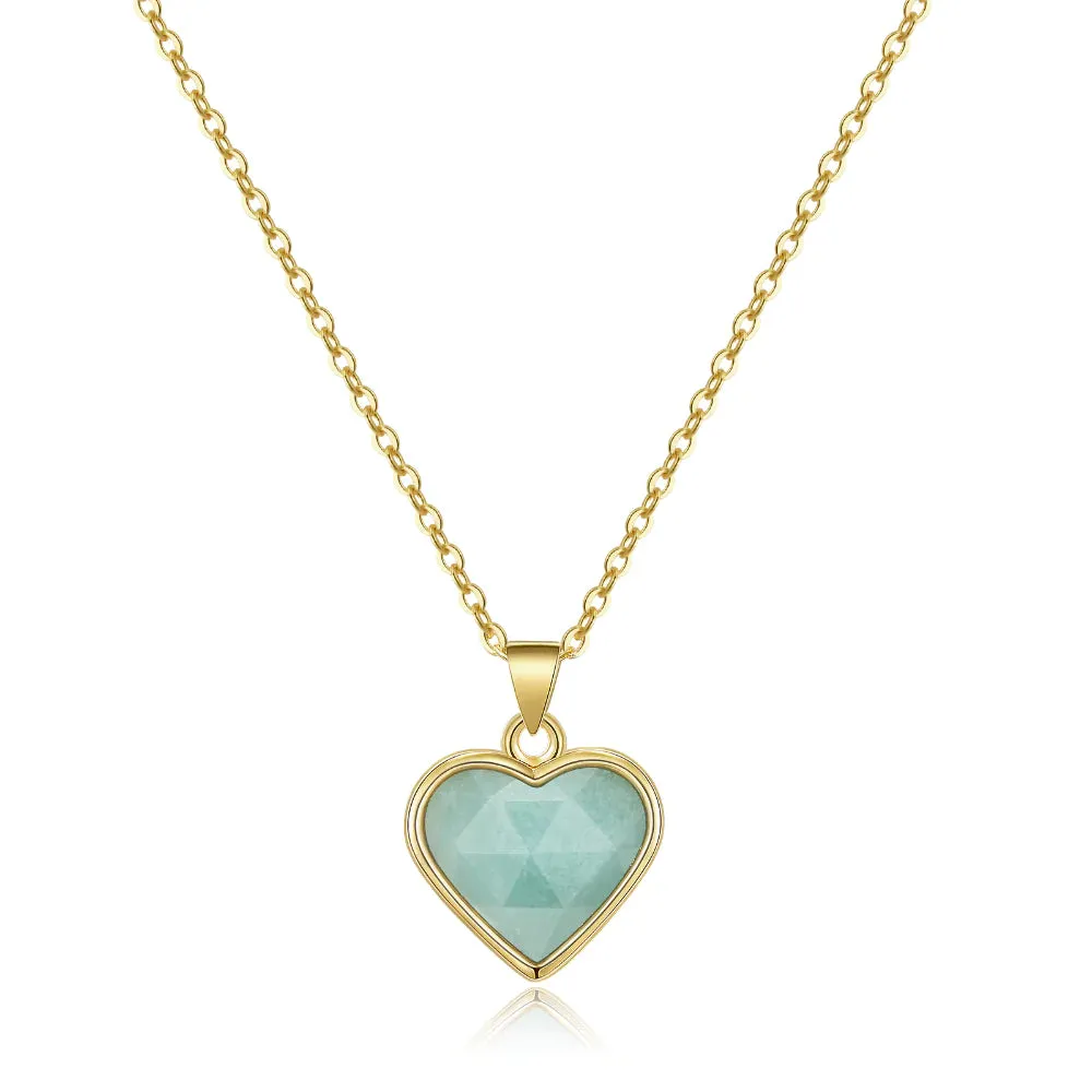 Natural Sunstone Heart Pendant Necklace