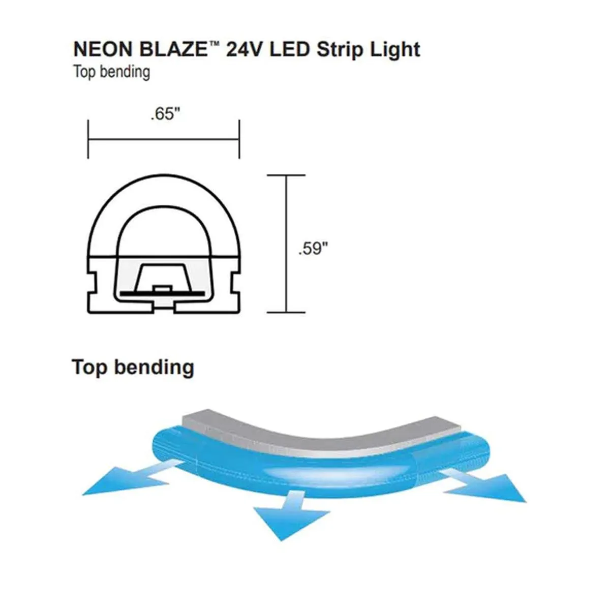 Neon BLAZE LED Neon Strip Light, 3500K, 32 feet Reel, 24V, Top Bending