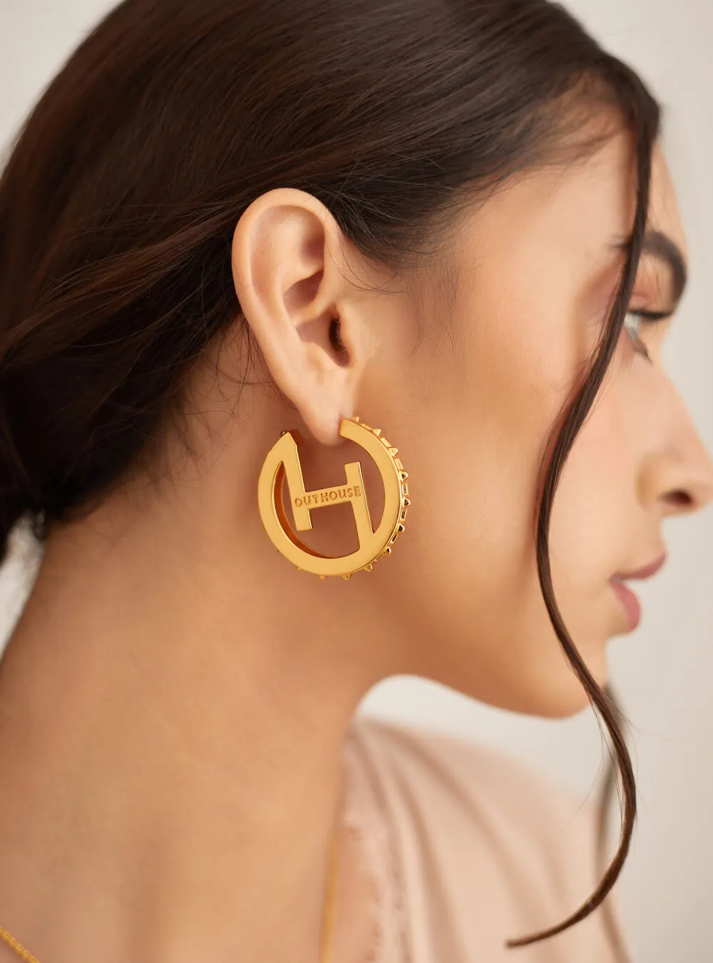 O.H Monogram Mini Hoop Earrings