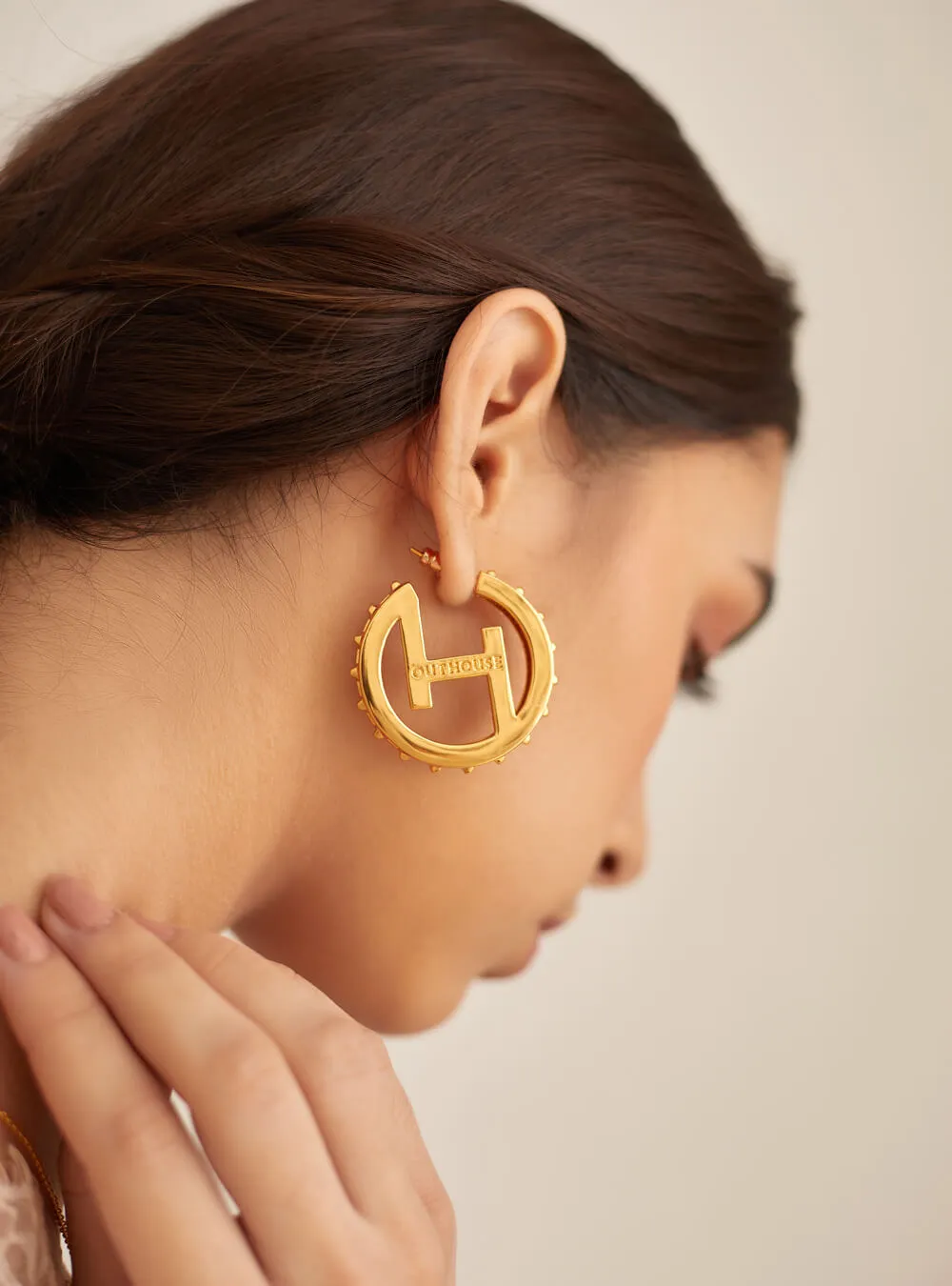 O.H Monogram Mini Hoop Earrings