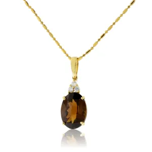 Oval Desert Flame Topaz and Diamond Accented Pendant