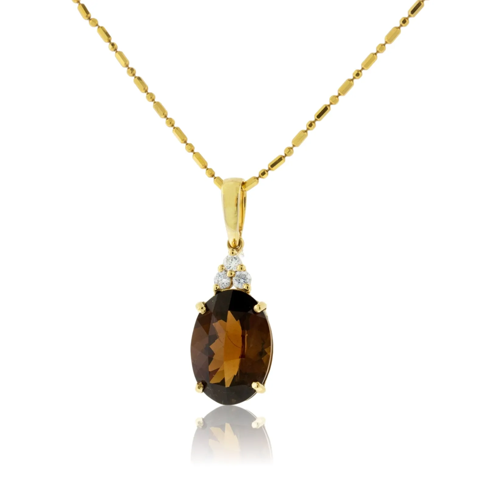 Oval Desert Flame Topaz and Diamond Accented Pendant