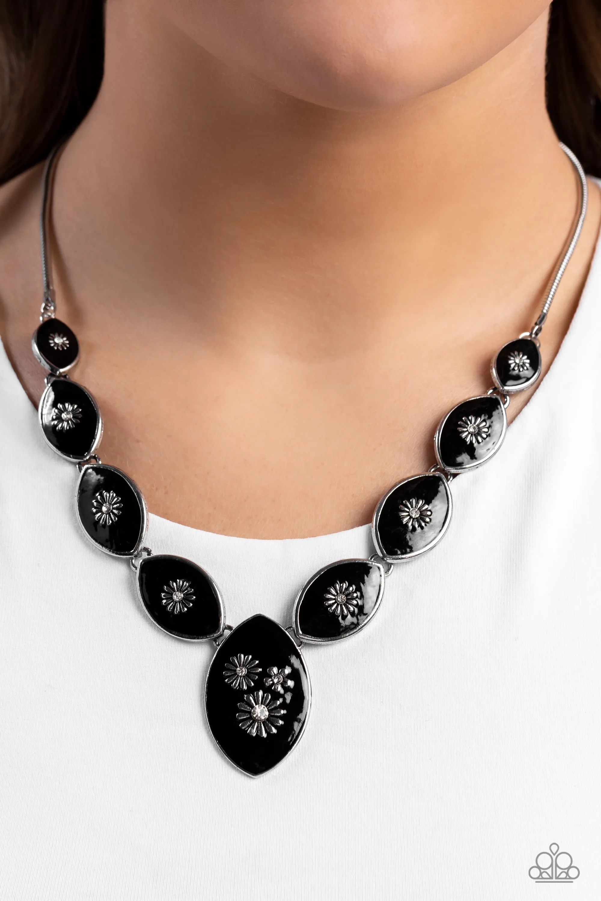 Paparazzi Pressed Flowers Black Necklace & Earring Set