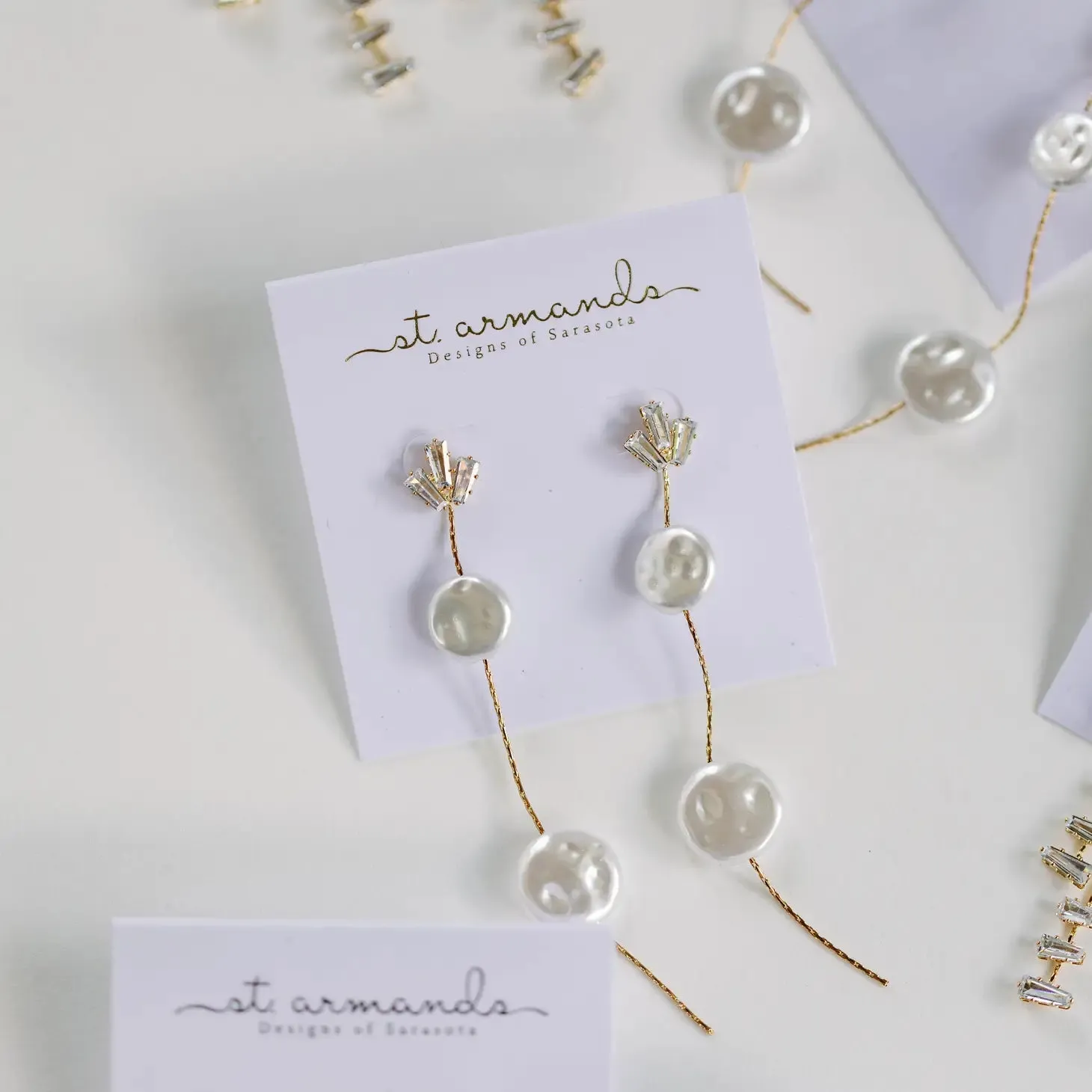 Pearl and Diamond Holiday Statement Drop Earrings