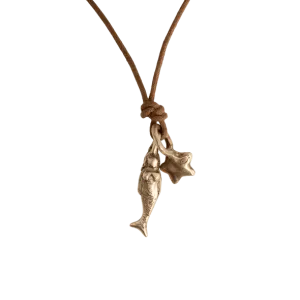 Pesci Che Volano Stelina Mermaid Bronze Pendant with Star