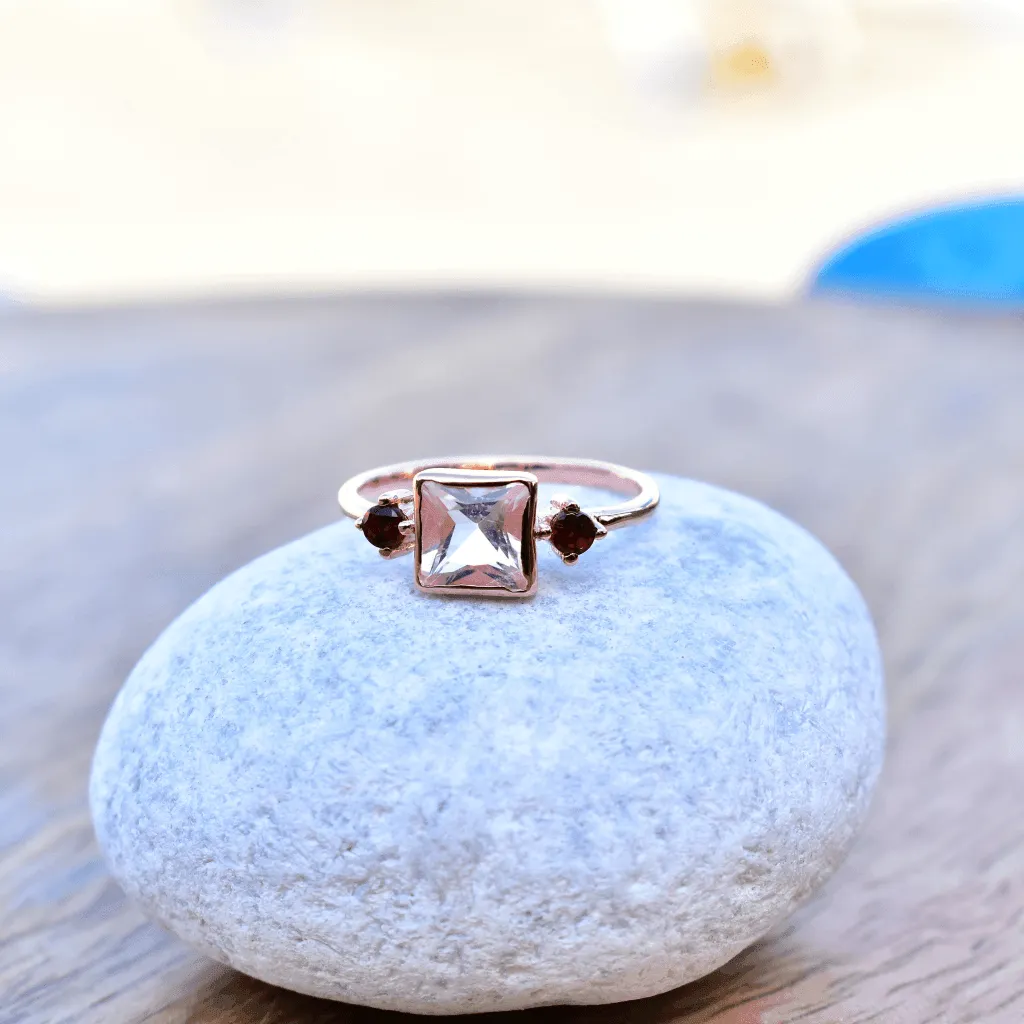 Pink Charmer - Rose Quartz & Garnet Ring