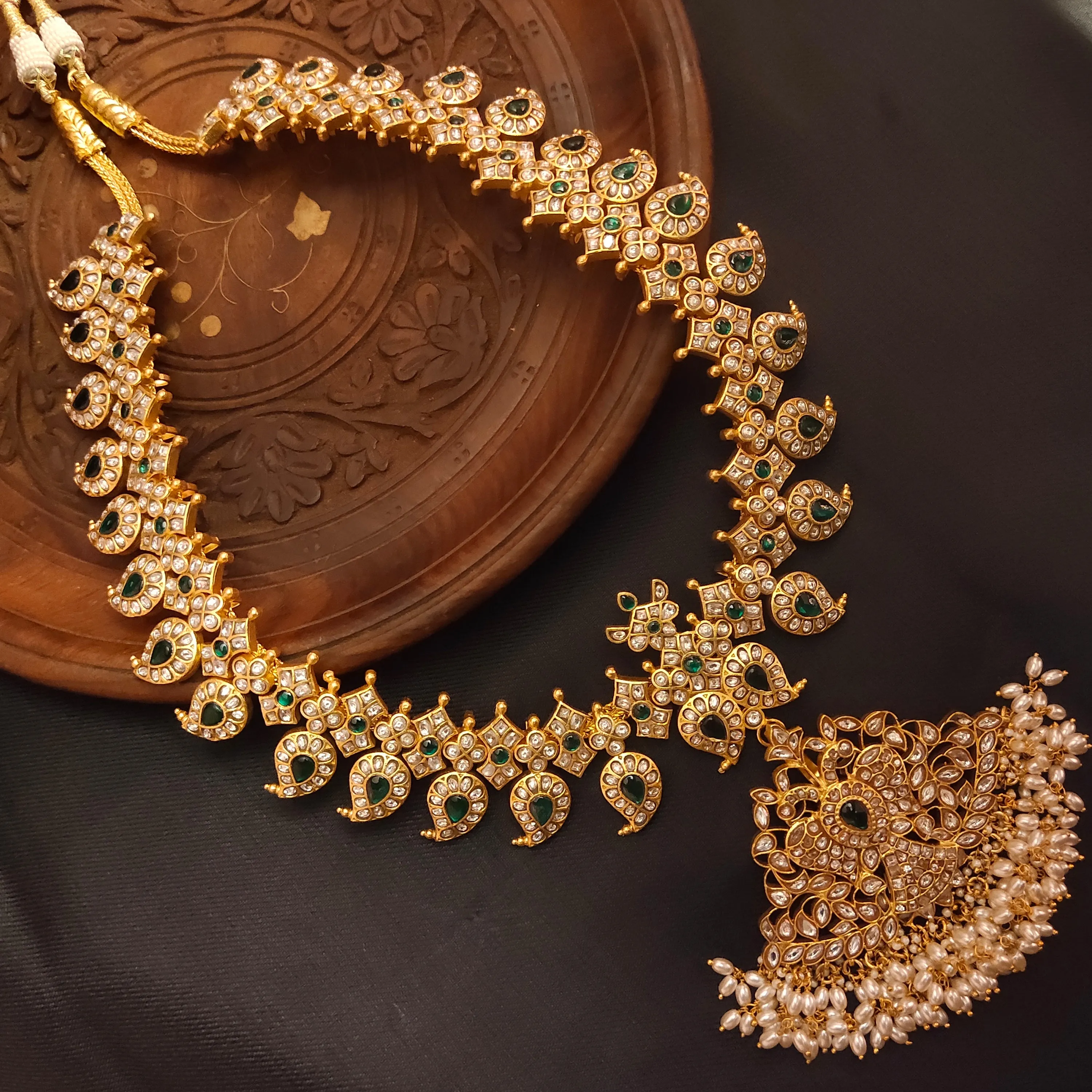 "Glamorous Elegance: The Polki Diamond Mango Haram Set by ASP Fashion Jewellery 09274575"