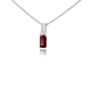 Rare Red Emerald & Diamond Classic Style Pendant