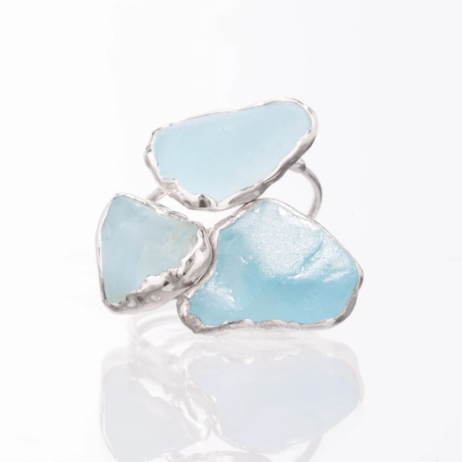 Raw Sky Blue Topaz Ring in Sterling Silver