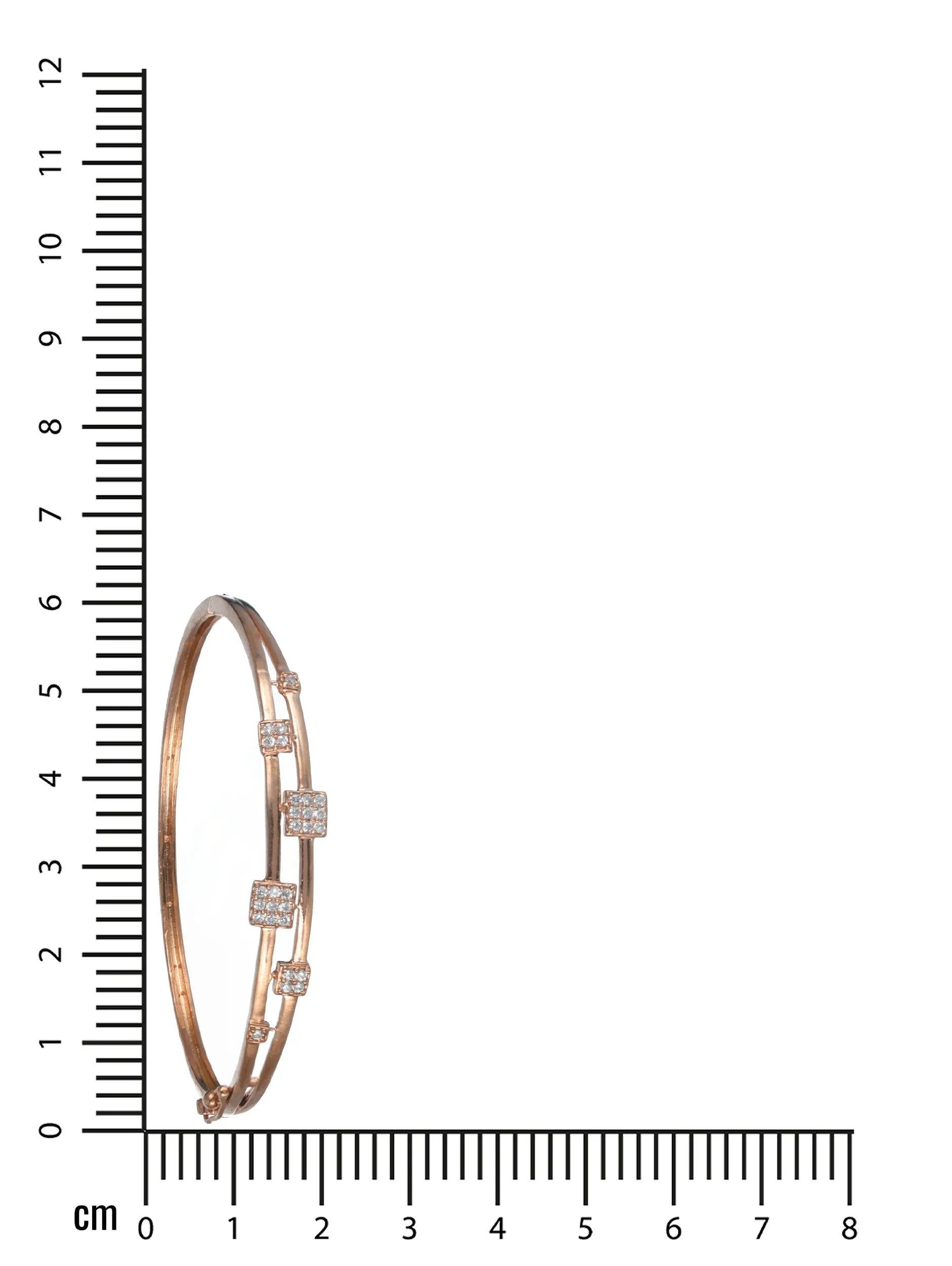 Rose Gold & Silver-Toned Brass American Diamond Rose Gold-Plated Bangle-Style Bracelet