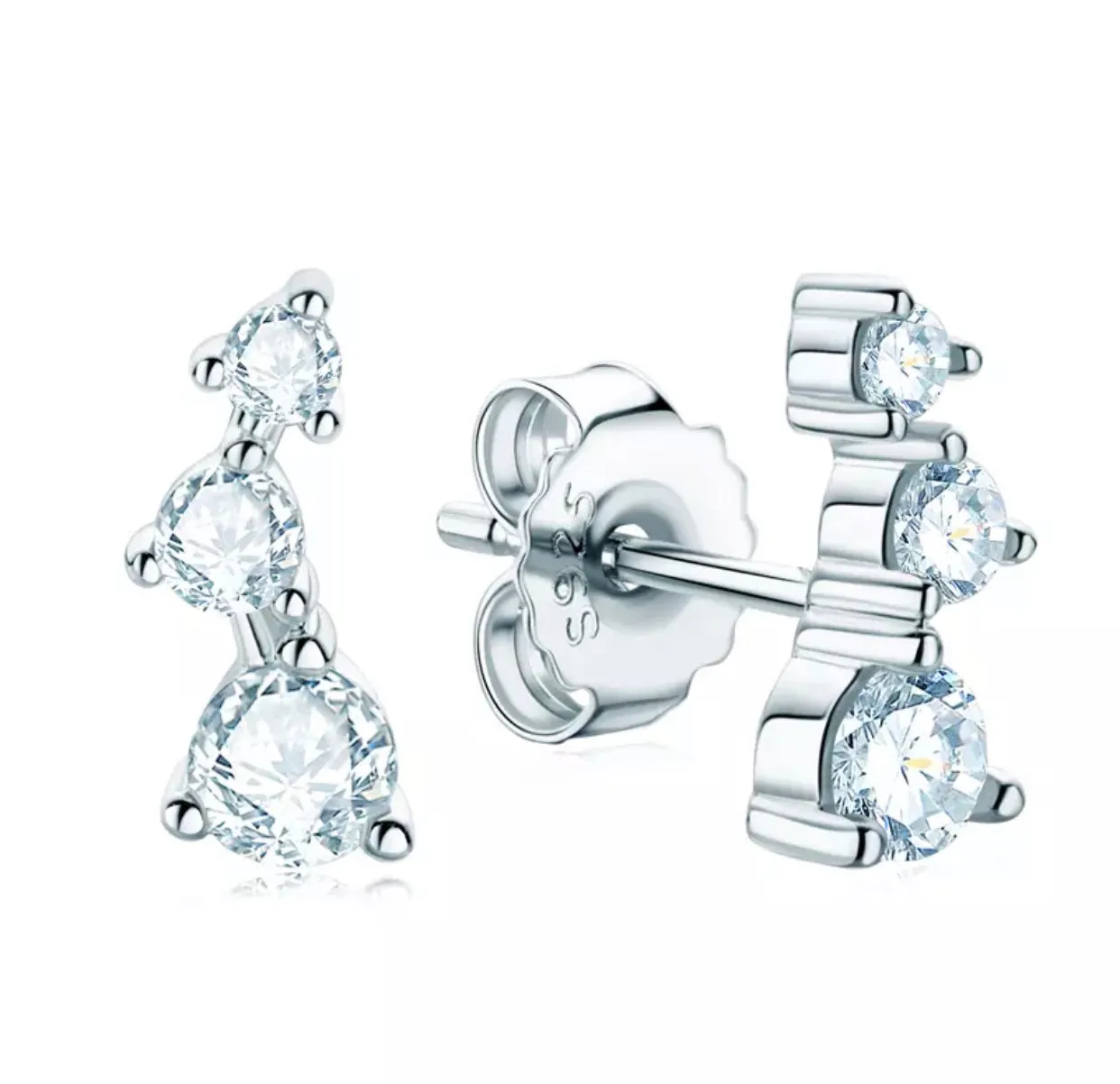 Rose Moissanite Diamond Climber Studs