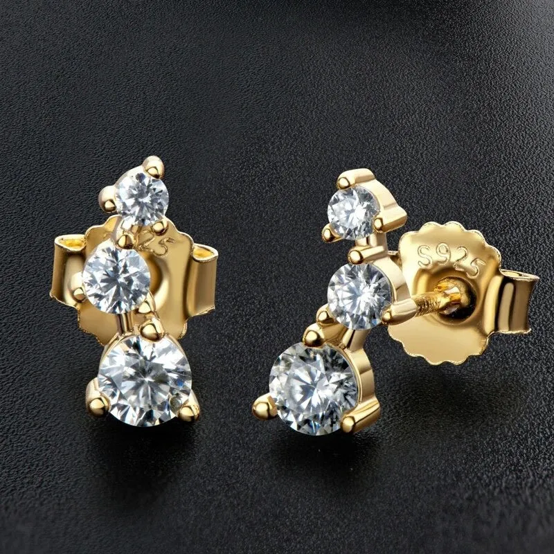 Rose Moissanite Diamond Climber Studs