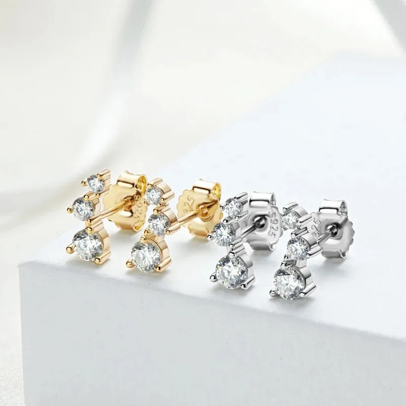 Rose Moissanite Diamond Climber Studs