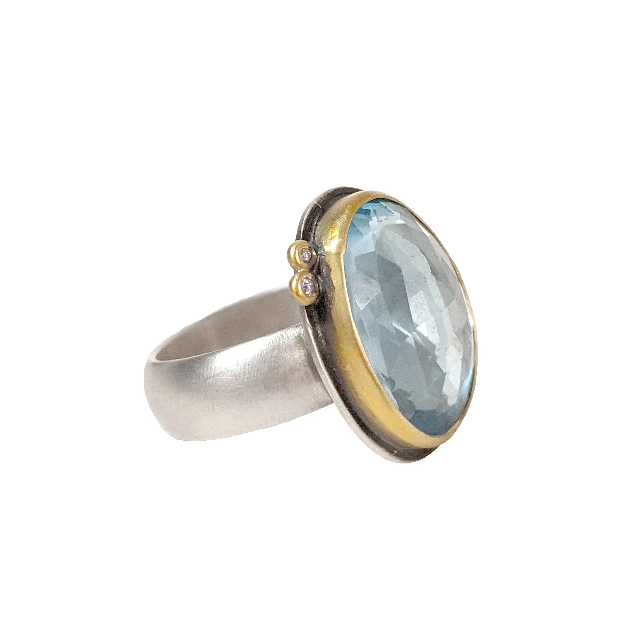 Rosecut Blue Topaz Ring by Ananda Khalsa